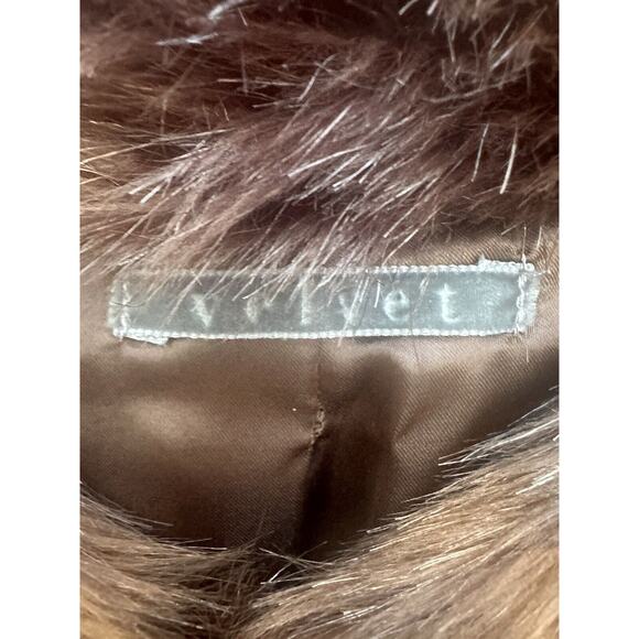 Velvet Graham and Spencer Faux Fur Mid Length Jacket Rich Brown Sz S Mob Wives - Picture 5 of 8